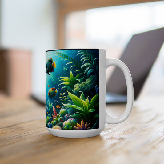 Underwater Scene White Ceramic Mug 15oz