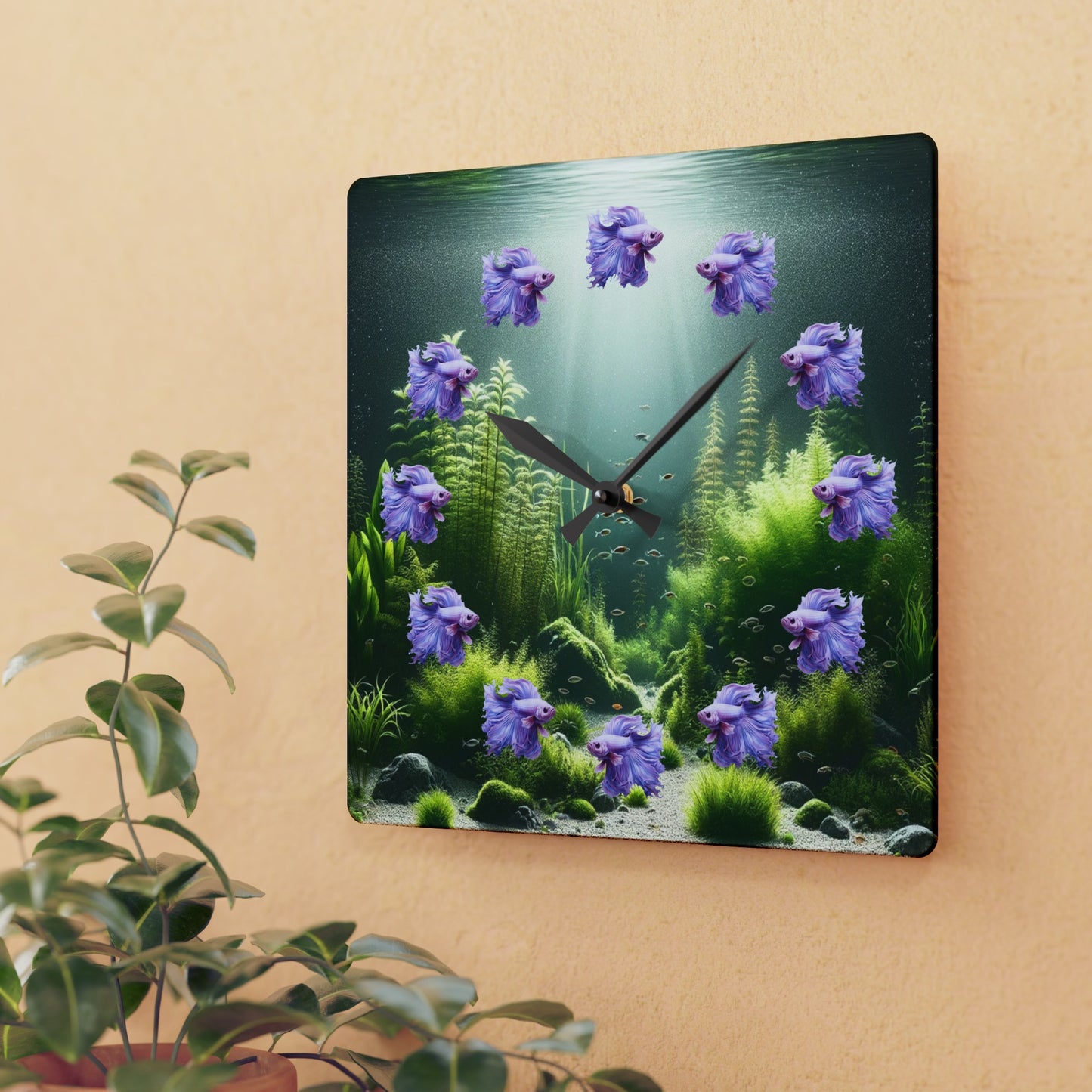 Stunning Purple Betta Acrylic Wall Clock
