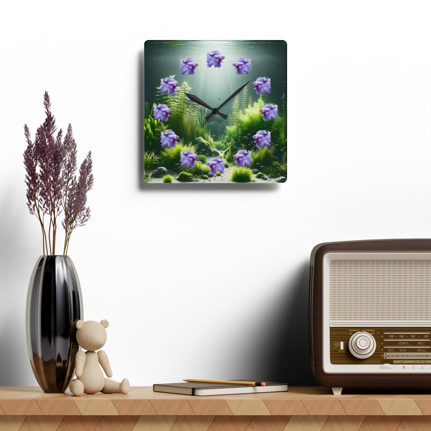 Stunning Purple Betta Acrylic Wall Clock
