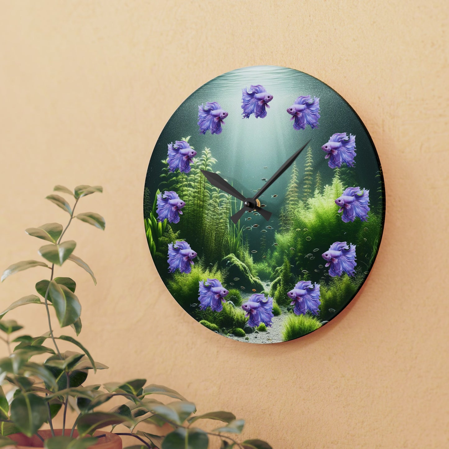 Stunning Purple Betta Acrylic Wall Clock