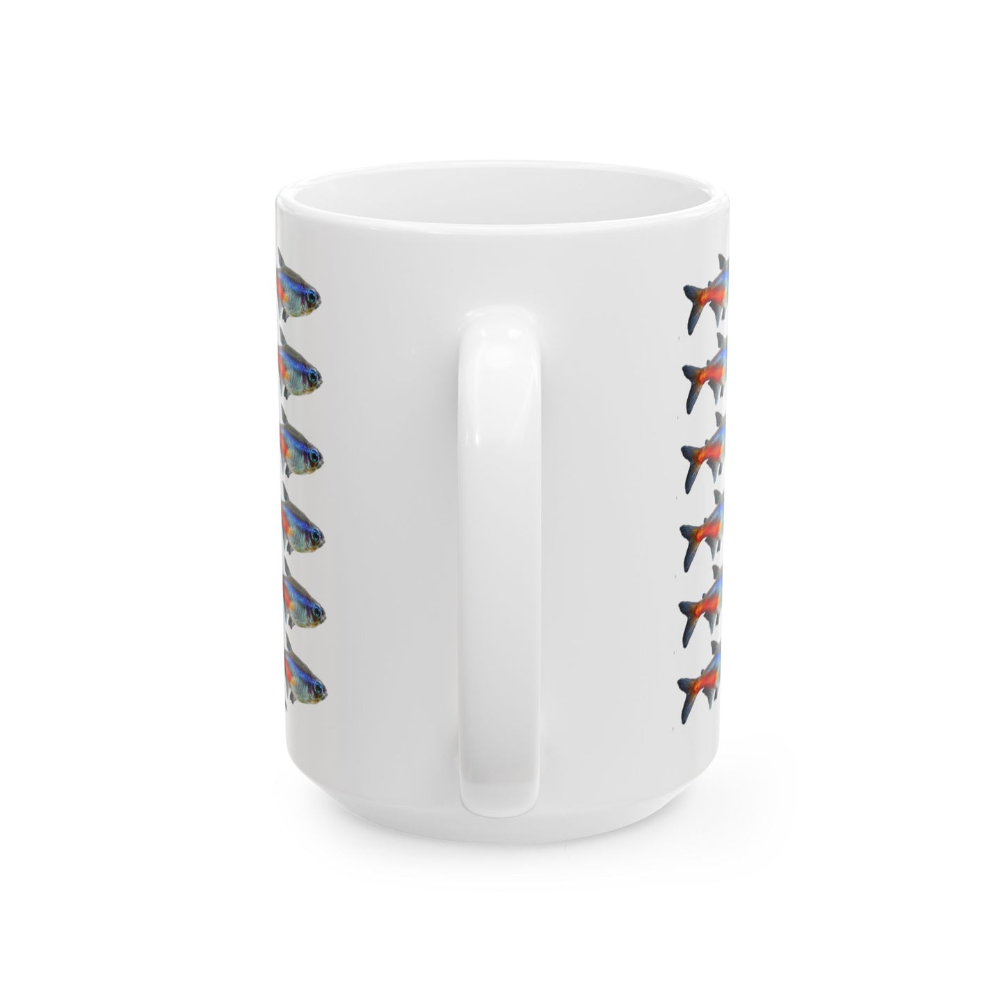 30 Neon Tetras White Ceramic Mug 15oz