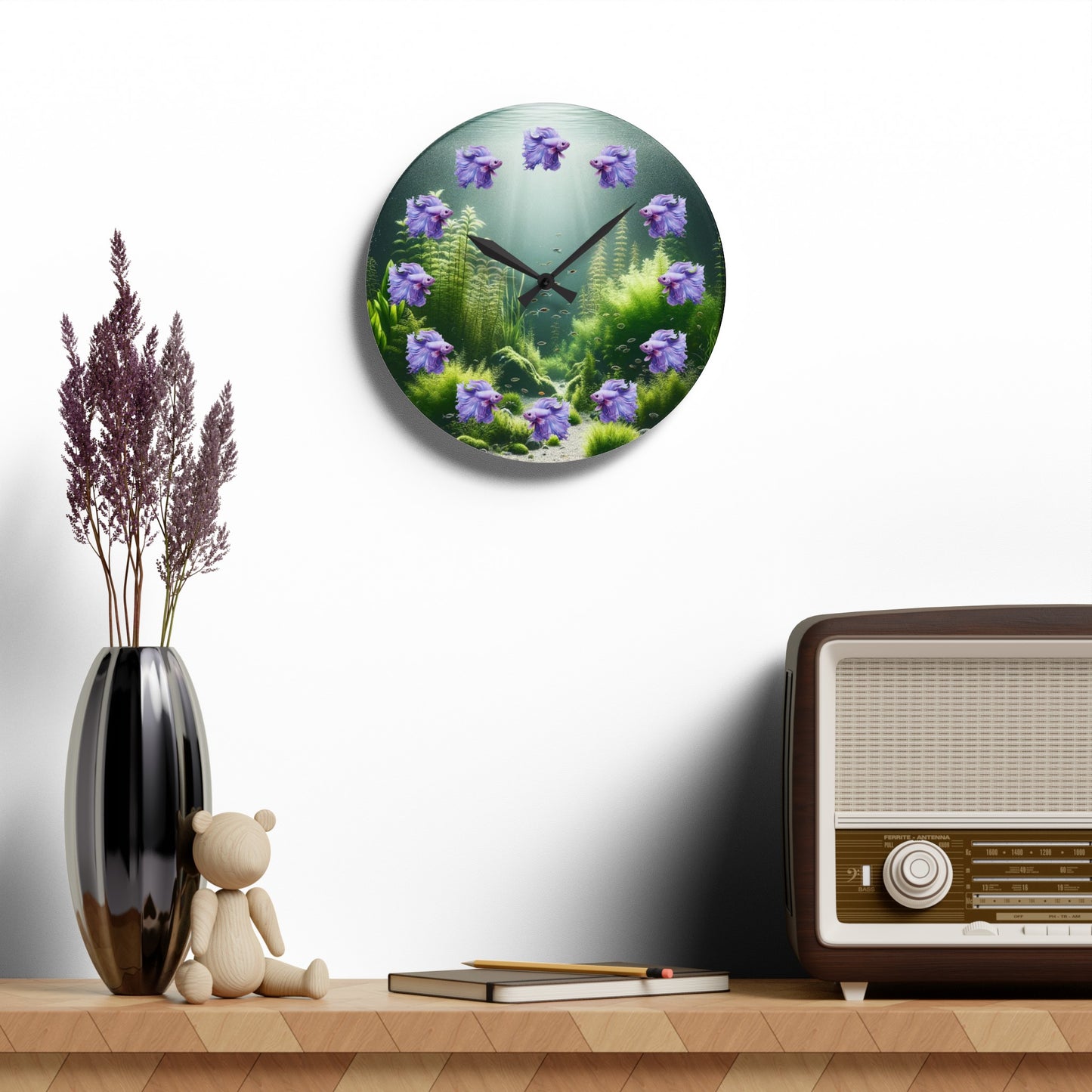 Stunning Purple Betta Acrylic Wall Clock