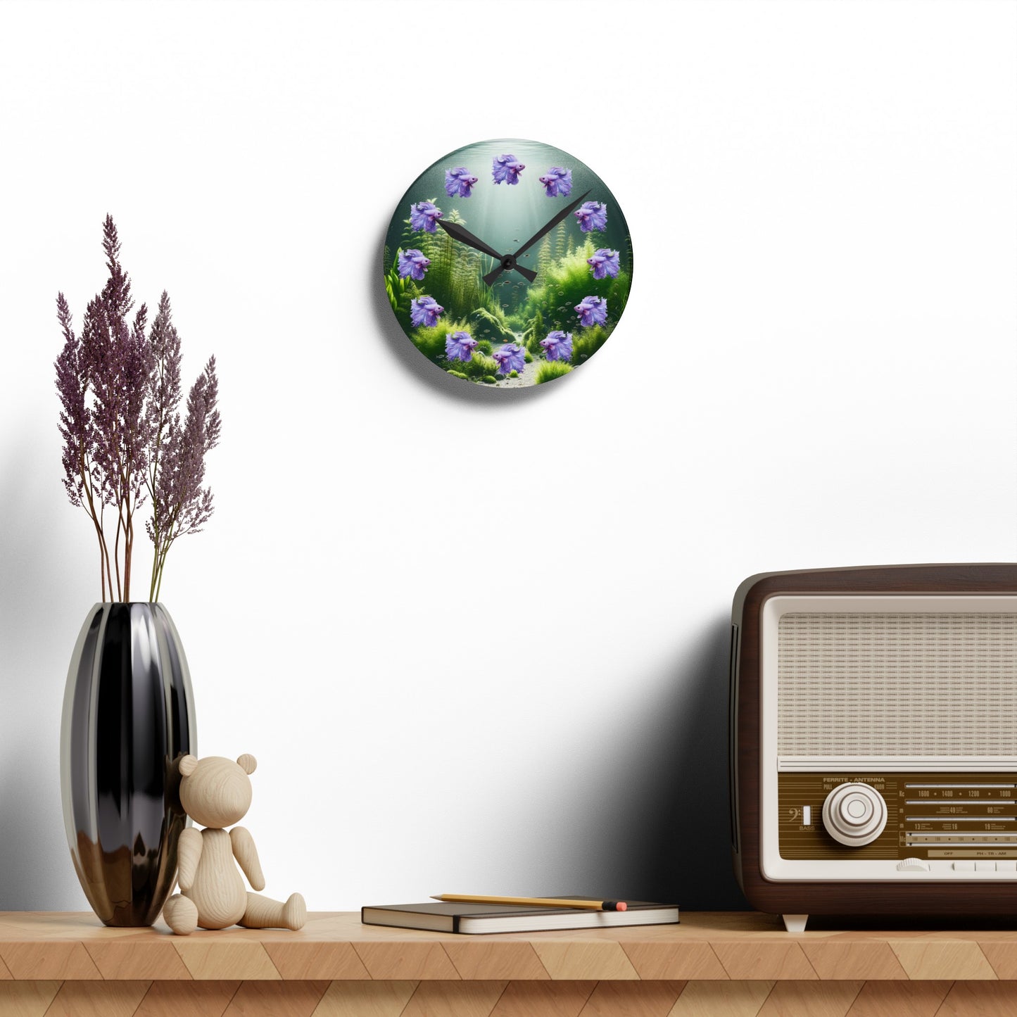 Stunning Purple Betta Acrylic Wall Clock
