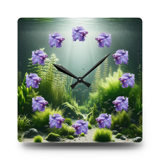 Stunning Purple Betta Acrylic Wall Clock